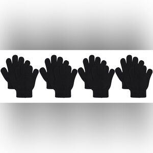 4 Pairs Of Black Unisex Magic Stretchy Gloves
